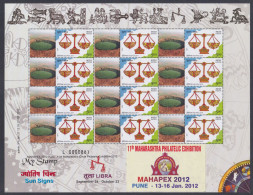 Inde India 2012 MNH MYSTAMP Sheet Sun Signs, Libra, Astrology, Astrological Sign, Philatelic Exhibition, Full Sheet - Unused Stamps