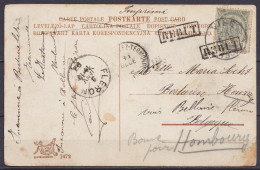 CP Voeux Affr. N°53 Càd VISE /28 DECE 1906 Pour BERLAERE-LEZ-TERMONDE Réexpédiée à BELLAIRE FLERON - Man. "inconnu à Ber - 1893-1907 Armoiries