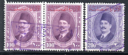 3035.1923-1924 KING FUAD 100 M. PAIR,200 M.REVENUE OVERPRINTS - Oblitérés