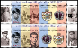 2021, Romania, King Michael, Famous People, Flags, Kings, Palaces, 2 Stamps+Label, MNH(**), LPMP 2343 - Neufs