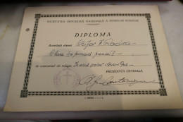 Societatea Ortodoxa Nationala A Femeilor Romane - SONFR - DIPLOMA Semnatura Alexandrina Gr. Cantacuzino 1942-1943 Premiu - Diplomi E Pagelle