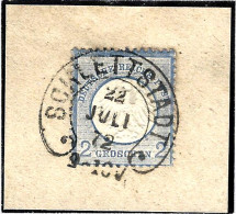  SCHLETSTADT - FRAGMENT DU 22 JUILLET 1872 - CACHET FER À CHEVAL SUR 2 GROSCHEN BLEU - SÉLESTAT - Used Stamps