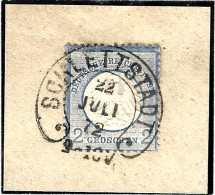  SCHLETSTADT - FRAGMENT DU 22 JUILLET 1872 - CACHET FER À CHEVAL SUR 2 GROSCHEN BLEU - SÉLESTAT - Usati