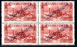 3044. 1927 2 FR. DIENSTMARKE MNH BLOCK OF 4 - Officials