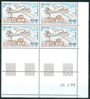 SPM Saint Pierre Et Miquelon PA N° 68 Y&T  Bloc De 4 Coin Daté Du 28/02/89 Neuf Sans Charnière Avion Piper Aztec - Unused Stamps