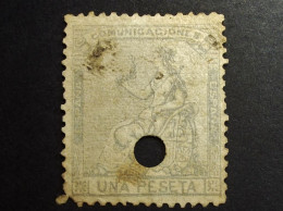 Espana - Spain -  Perfin - Lochung  - Una Peseta - Cancelled - Used Stamps