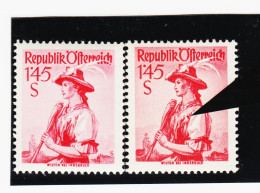 CAO696 ÖSTERREICH 1951 PLATTENFEHLER Michl 915 IV " RISS IN BLUSE " ** Postfrisch SIEHE ABBILDUNG - Variétés & Curiosités