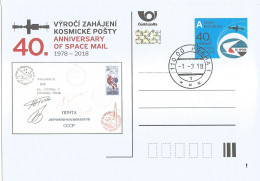 CDV 179 Czech Republic 40th Anniversary Of Space Mail 2018 Stamp On Stamp - Ansichtskarten