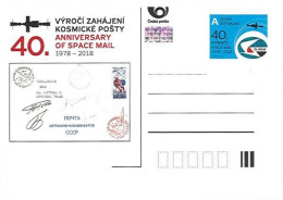 CDV 179 Czech Republic 40th Anniversary Of Space Mail 2018 Stamp On Stamp - Ansichtskarten