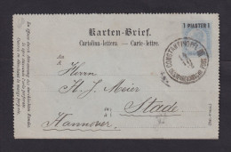 1892 - 1 Pia. Überdruck-Ganzsache (K 1) Ab Constantinopel Nach Stade - Levante-Marken