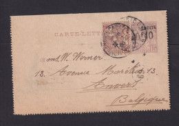 1906 - 10 C.  Überdruck-Ganzsache Mit Zufrankatur Ab Monte Carlo Nach Belgien - Briefe U. Dokumente