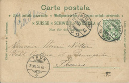 SUISSE CARTE 5c  AMBULANT N° 13 POUR THUN DE 1904 LETTRE COVER - Covers & Documents