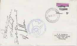Ross Dependency NZ Antarctic Research 4 Signatures Cover + Note Ca Scott Base 30 OCT 1975 (RO180) - Brieven En Documenten