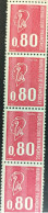 66** Béquet 80c Marianne 1816b Roulette De 11 Timbres Avec N° Rouge - Coil Stamps