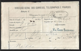 Telegrama Via Cabo Submarino Obliteração Lisboa Da Estação De Telegráfica Principal 1887.Telegram Via Submarine Cable Wi - Lettres & Documents