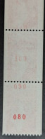 VARIETE N° 74** Sabine 1.30F N°2063 Roulette De 11 Timbres Avec N° 2 Rouges Et En Plus Triplés Ou Doublés - Coil Stamps