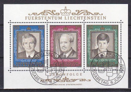 Liechtenstein, 1988, Prince Franz Joseph II Reign 50th Anniv, Block, CTO - Blocks & Kleinbögen