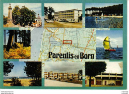 40 PARENTIS EN BORN Vers Biscarrosse Multivues N°10 Camping Voile Voilier Citroën 2CV Plan - Biscarrosse