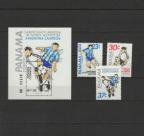 Panama 1986 Football Soccer World Cup Set Of 3 + S/s MNH - 1986 – Mexique