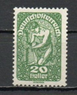 Austria, 1919, Allegory/White Paper, 20h/Green, MH - Nuovi