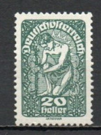 Austria, 1919, Allegory/White Paper, 20h/Dark Green, MNH - Nuovi