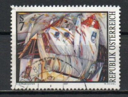 Austria, 1997, Modern Art/House In Wind, 7s, USED - Used Stamps