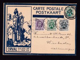 107/41 - Carte Illustrée ORVAL Verte Foncé SANS Ange - BRUXELLES 1929 Vers WIESBADEN Allemagne - Geïllustreerde Briefkaarten (1971-2014) [BK]