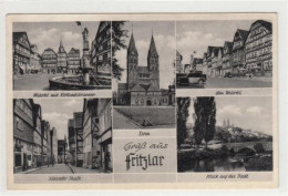 39086607 - Fritzlar. Markt Rolandsbrunnen Dom, Ein Blick Auf Die Stadt Kasseler Strasse Gelaufen, 1956. Marke Entfernt, - Fritzlar