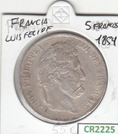 CR2225 MONEDA FRANCIA LUIS FELIPE 5 FRANCOS 1854 PLATA MBC - Autres – Europe