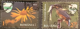 ROMANIA 2016 Flora & Fauna - National Park Ceahlau; Mountain Arnica & Common Kingfisher Postally Used MICHEL# 7115,7121 - Used Stamps