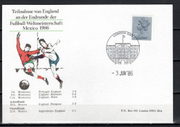 England 1986 Football Soccer World Cup Commemorative Postcard With Results Of The English Team - 1986 – Mexique