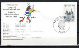 France 1986 Football Soccer World Cup Commemorative Cover With Results Of The French Team - 1986 – Mexiko