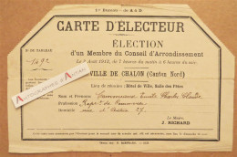 ● Carte D'électeur 1913 M. Commeaux - Chalon Sur Saône Saône Et Loire - Représentant De Commerce - 27 Rue D'Autun - Lidmaatschapskaarten