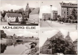 Mühlberg Elbe Miłota Thälmann-Platz, Boragker Straße, Hafen, Rathaus 1979 - Muehlberg