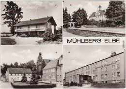 Mühlberg Elbe Miłota Klubgaststätte, Schloß, Thälmannplatz, Oberschule 1979 - Muehlberg