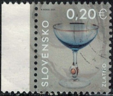 Slovaquie 2021 Oblitéré Used Industrie Verrière Verre à Vin Doré Zuzana Zlatno Y&T SK 815 SU - Used Stamps