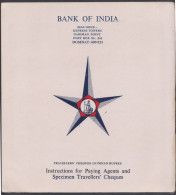 Inde India Bank Of India Specimen Travellers' Checques, Checks - Non Classés