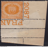 1890 SAN MARINO, N. 2  5 Cent. Giallo  MNH** - Certificato R.Diena - Numero Di T - Ungebraucht
