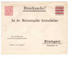 ALLEMAGNE Würtemberg Brief Ganzsache Stationery Lettre Entier Postal Stuttgart Meteorologische Station Meteorologique - Postwaardestukken