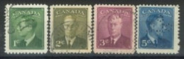 CANADA - 1949, PORTRAITS OF KING GEORGE VI STAMPS SET OF 4, USED. - Oblitérés