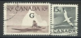 CANADA - 1953, ESKIMO HUNTER & NORTHERN GANNET STAMPS SET OF 2, USED. - Gebraucht