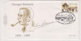 FDC 1116 COB 2579 Georges Simenon Oblitération Liege - 1991-2000