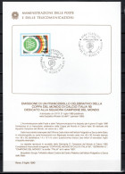 Italy 1990 Football Soccer World Cup Commemorative Print With Stamp And First Day Cancellation - 1990 – Italie