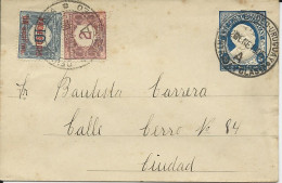 Uruguay 1905, 2+1/10 C. Provisorio Porto Marken Auf Ganzsache Brief V Montevideo - Storia Postale