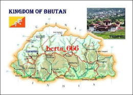 Bhutan Country Map New Postcard * Carte Geographique * Landkarte - Bután