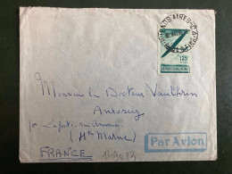 LETTRE Par Avion Pour La FRANCE TP AVION 1,25 OBL.3 MAY 50 BUENOS AIRES C.4 + EXP: THIRION 2e Lieutenant S/S KERGUELEN N - Briefe U. Dokumente