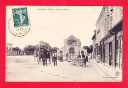 F-79-Sauze Vaussais-18A81  La Place Du Marché, Le Puits, Animation, Cpa  - Sauze Vaussais