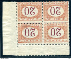 Segnatasse Cent. 20 Quartina Con Stampa Della Cifra Capovolta - Mint/hinged