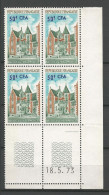 REUNION N° 416 Bloc De 4 Coin Daté 18/5/73 NEUF** LUXE SANS CHARNIERE NI TRACE / Hingeless  / MNH - Neufs