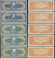 Brazil 5 Banknote Duke Of Caxias 2 Cruzeiros 1954/1958 Amato-15/16+62/64  Pick-151a/b+157Aa/c Uncirculated - Brazil